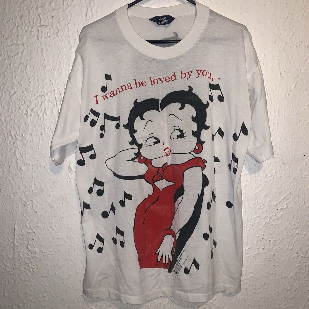Vintage 1993 Betty Boop Cartoon All Over Print AOP Double Sided Graphic Shirt XL